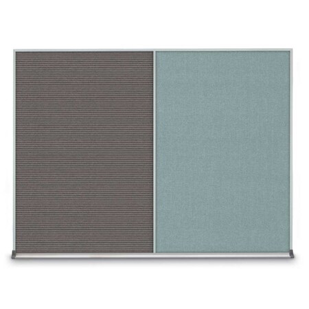 United Visual Products Triple Door Radius Plus Corkboard, 72" x UV8005PLUS-BLACK-CINNABA